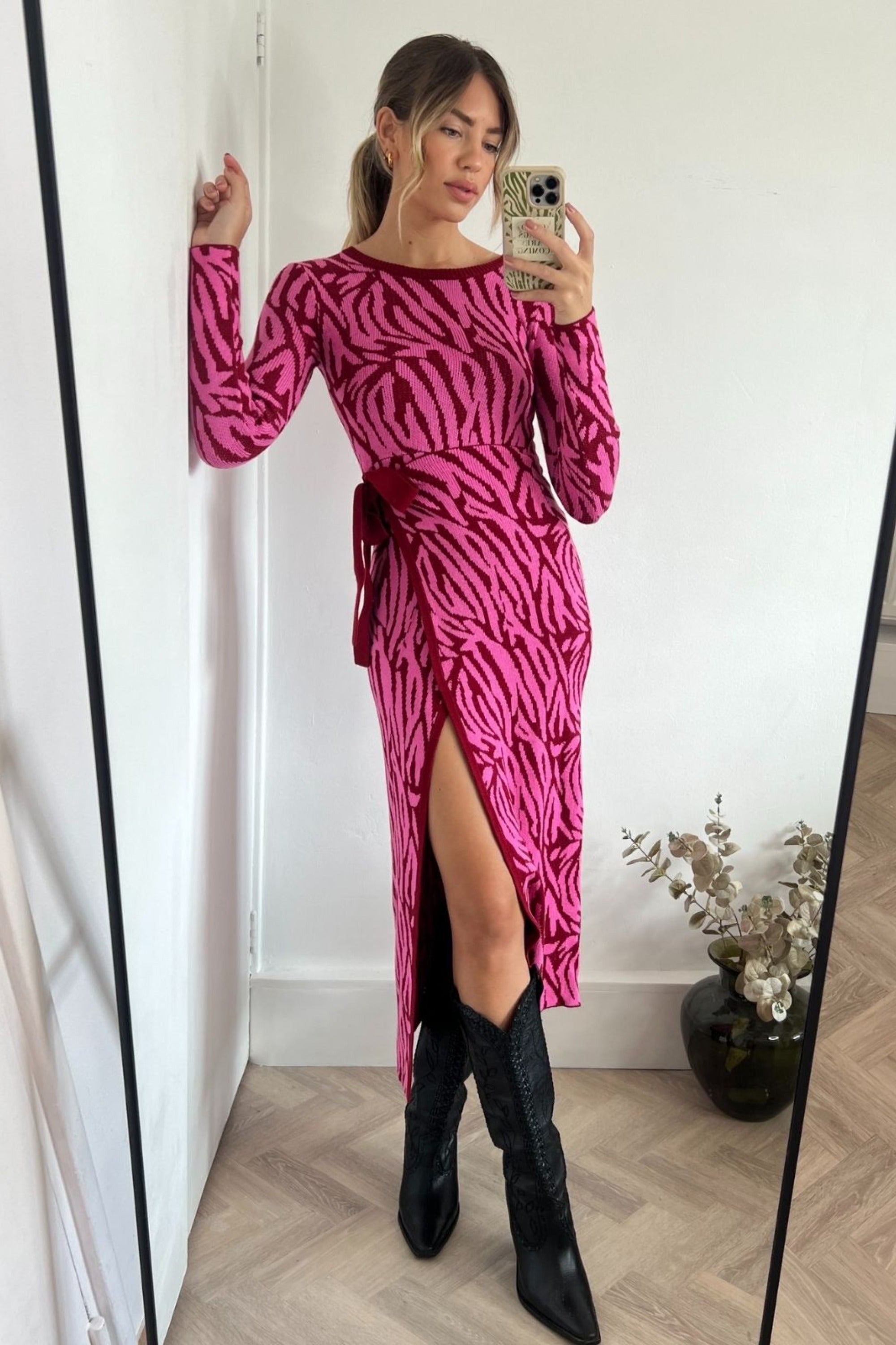 open lace back dress Zebra Knit Dress