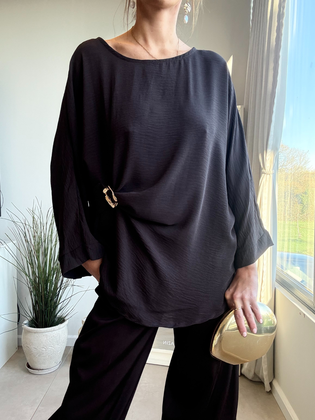 Effortless drape top Chocolate brown