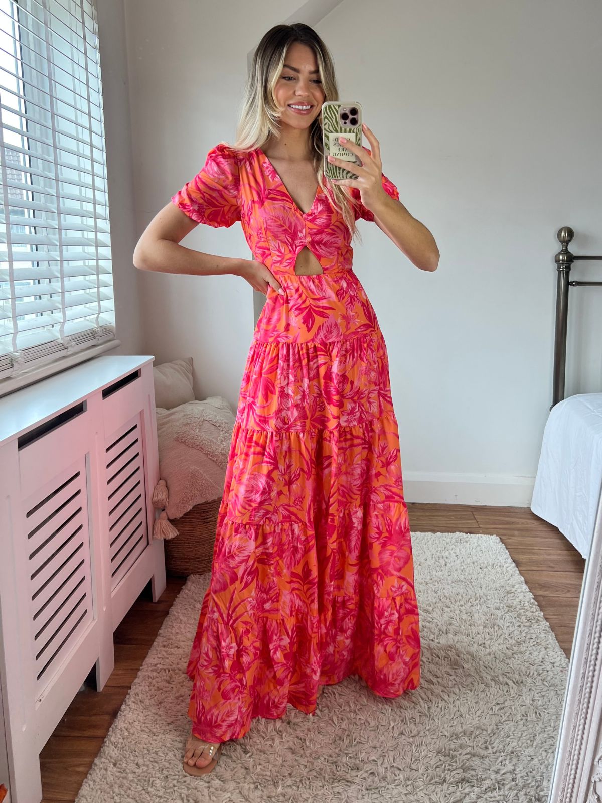 Blue Floral Cutout Dress | Zoe Tiered Cutout Maxi Dress – Style Cheat