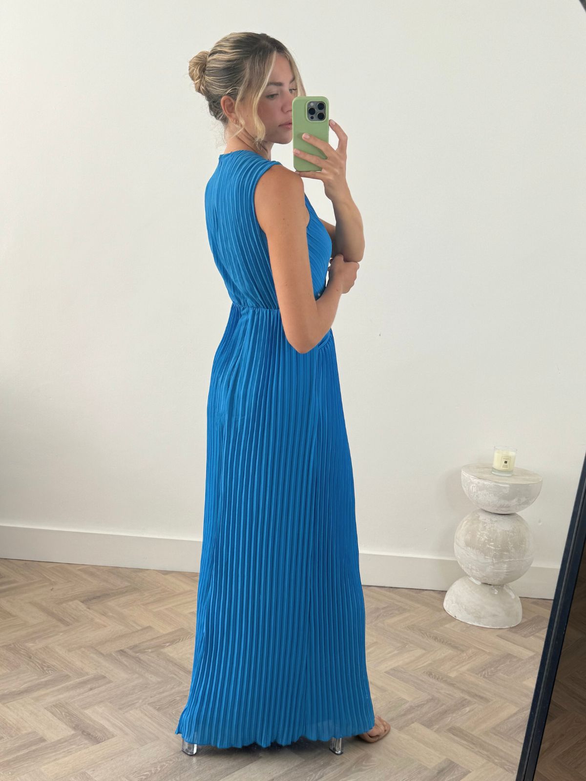 Cut Out Pleated Dress | Alma Dress in Blue