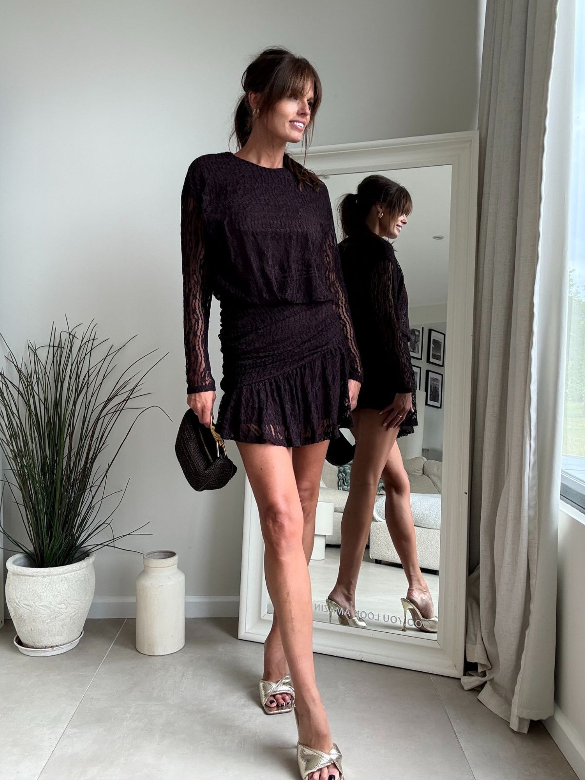 Kiki Lace Mini Dress in Chocolate brown