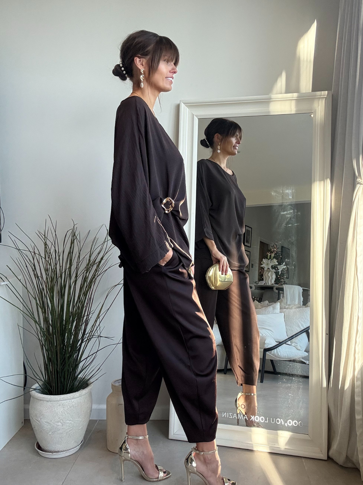 Effortless drape top Chocolate brown