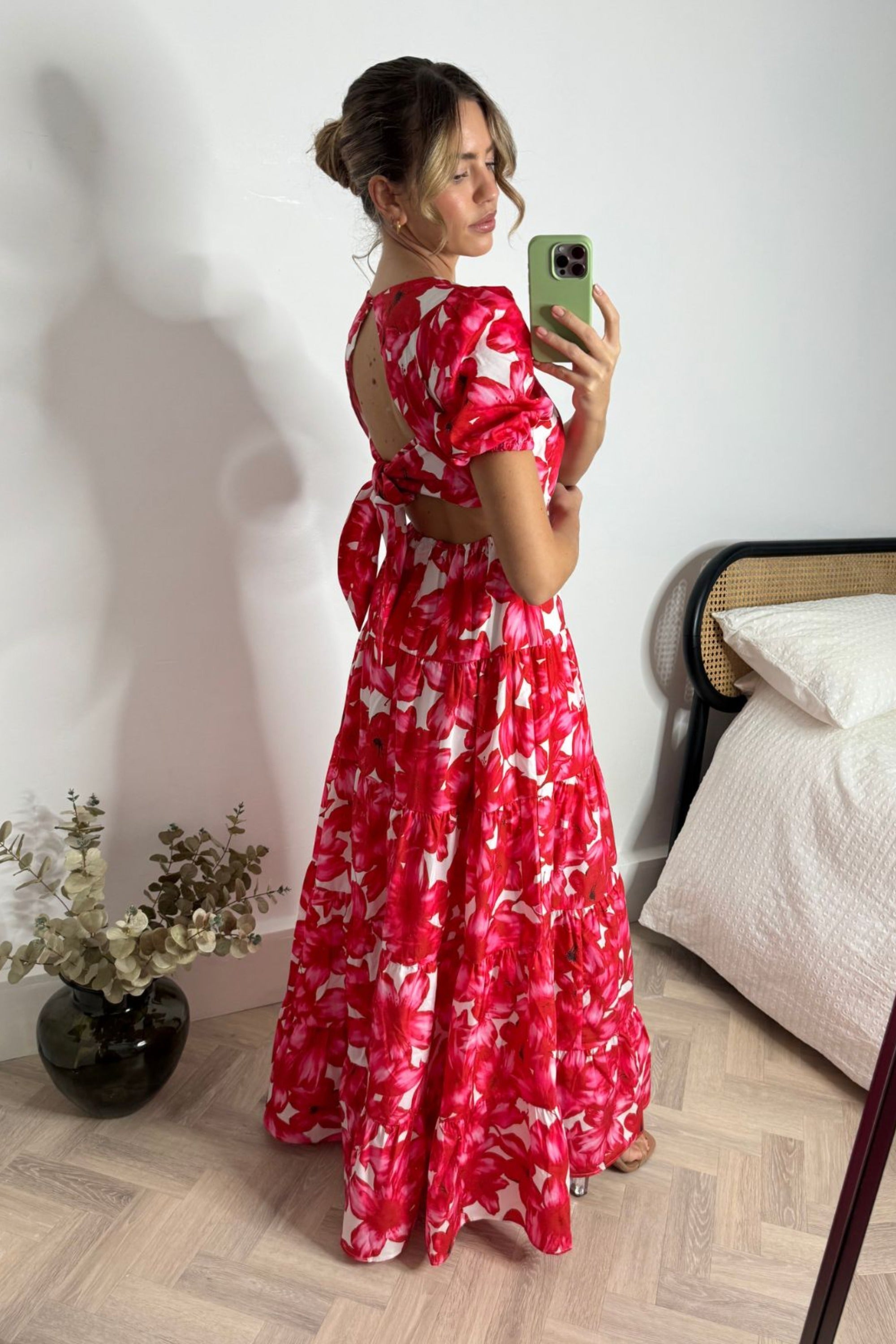 Zoe Tiered Cutout Maxi Dress / Red & White - Style Cheat