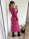 Zebra Knit Dress | Renee Zebra Jacquard Knitted Midaxi Dress in Pink