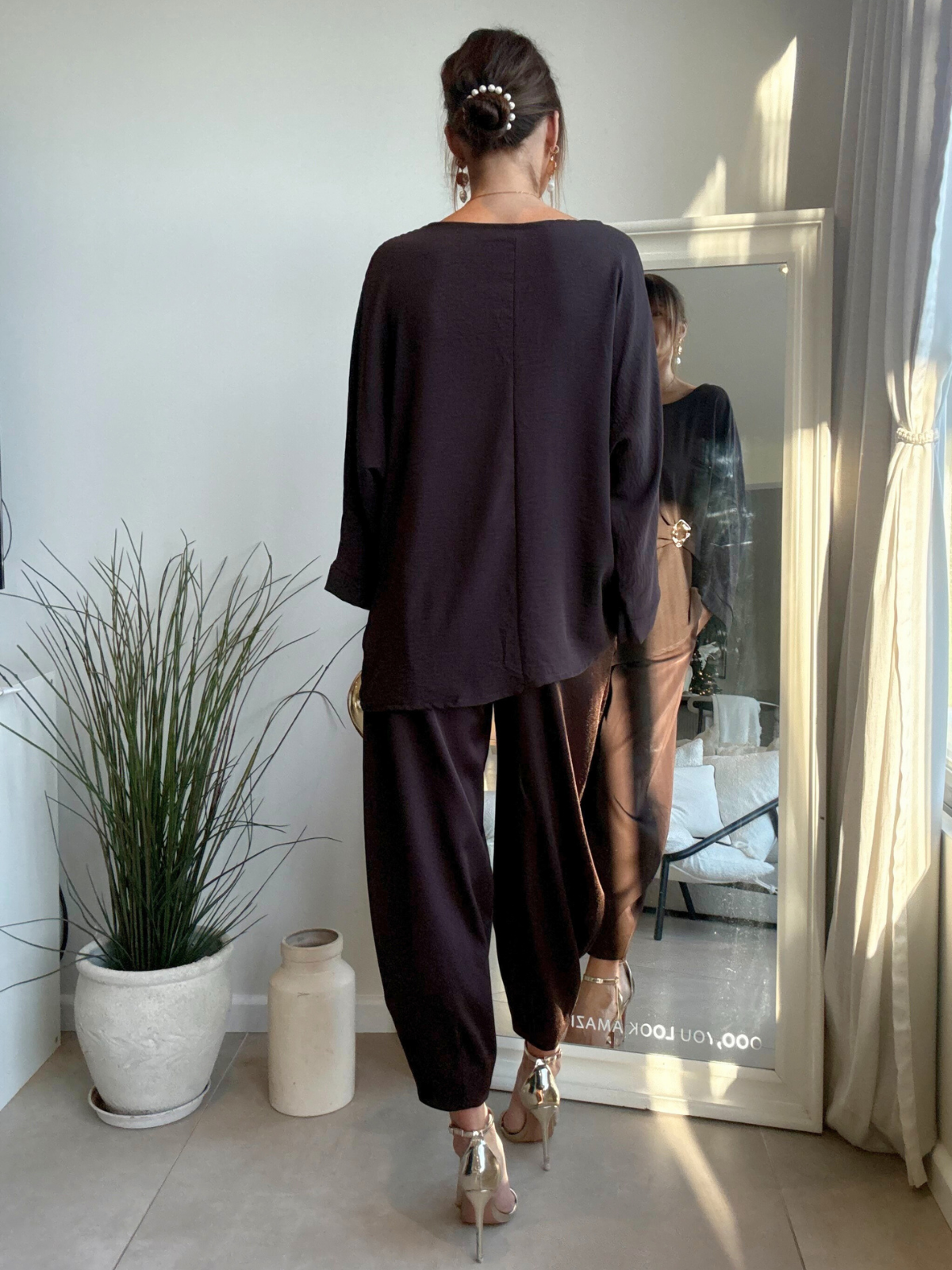Effortless drape top Chocolate brown