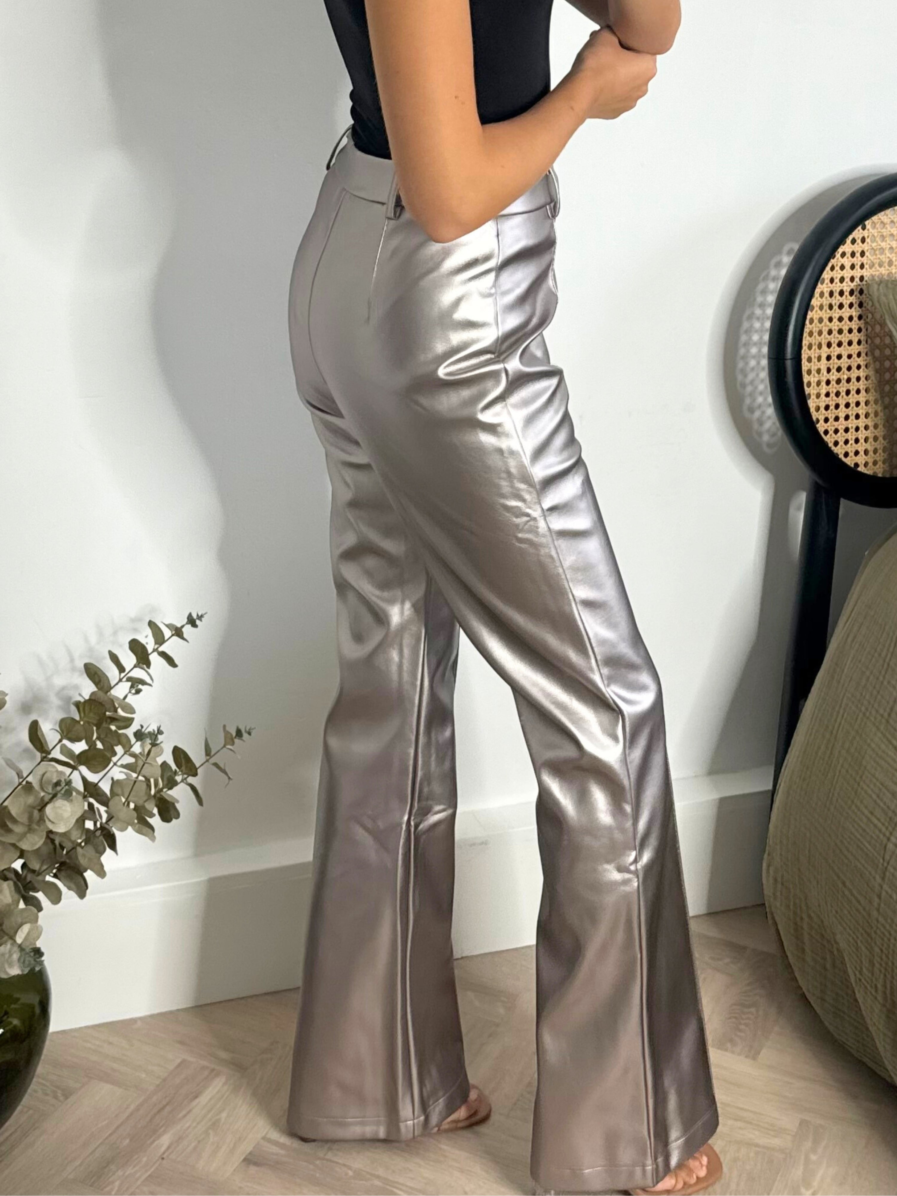 Alyssa PU Flare Trouser / Metallic