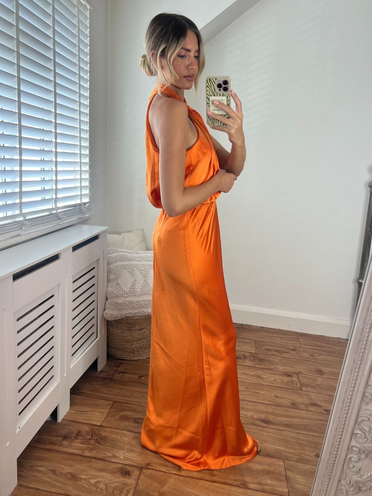 Lara Halter split Column Dress / Tangerine
