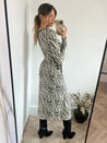 Zebra Knit Dress | Renee Jacquard Midaxi Dress in Khaki