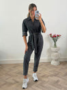 Black Denim Jumpsuit | Enya Jumpsuit in Washed Black