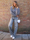 Grey Jumper with Pearls | Ivanna Chunky Cable Knit Jumper