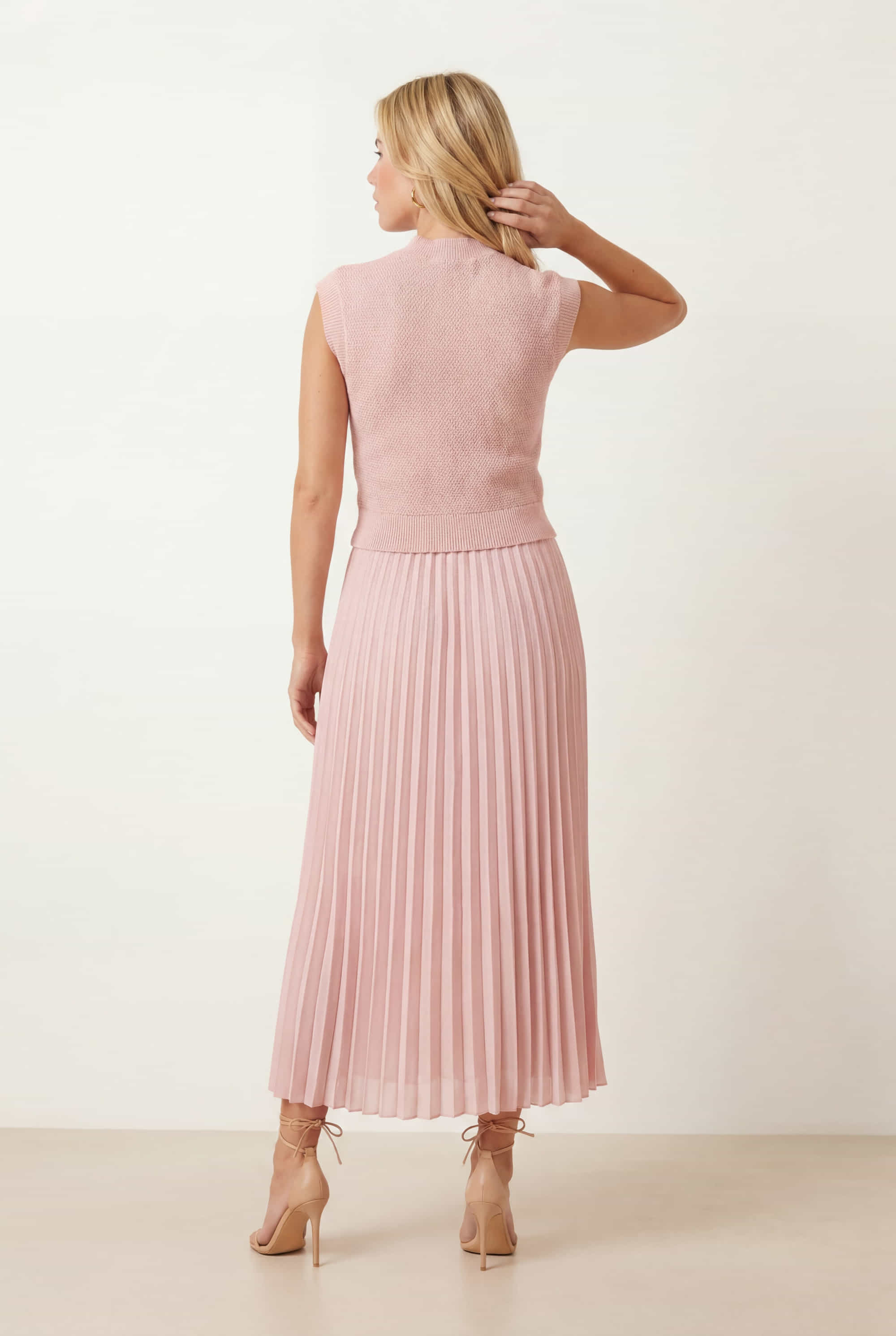 Blush Knit Pleated Skirt Dress