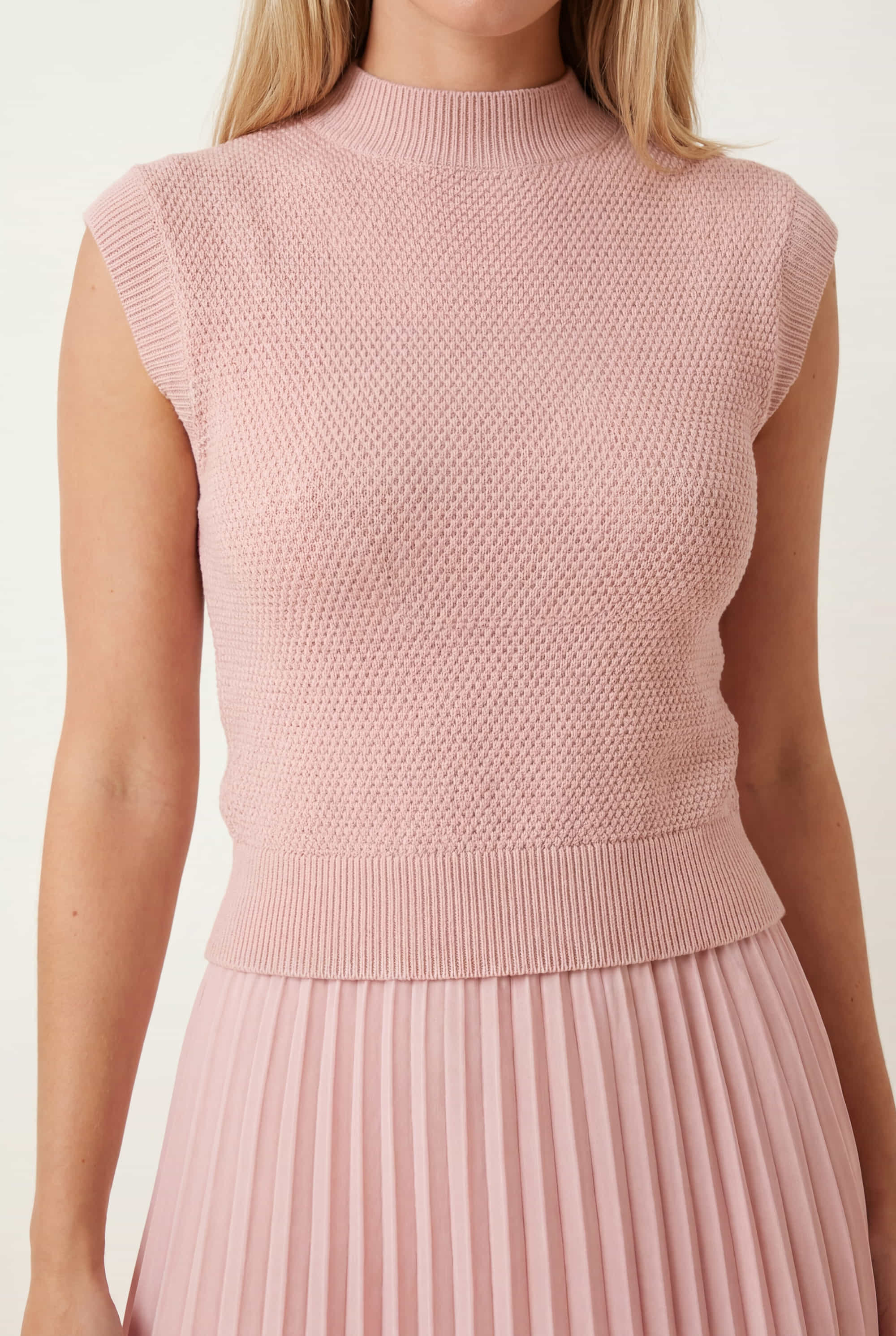 Blush Knit Pleated Skirt Dress