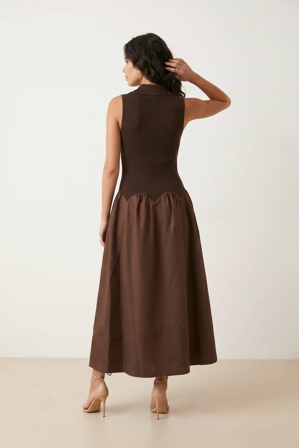 2 in 1 Brown Knit Compact Dress
