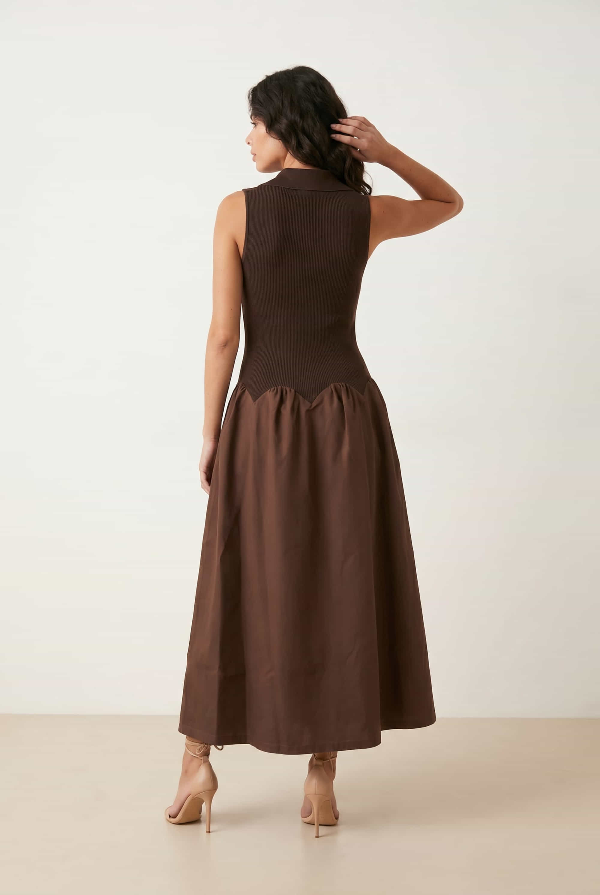 2 in 1 Brown Knit Compact Dress