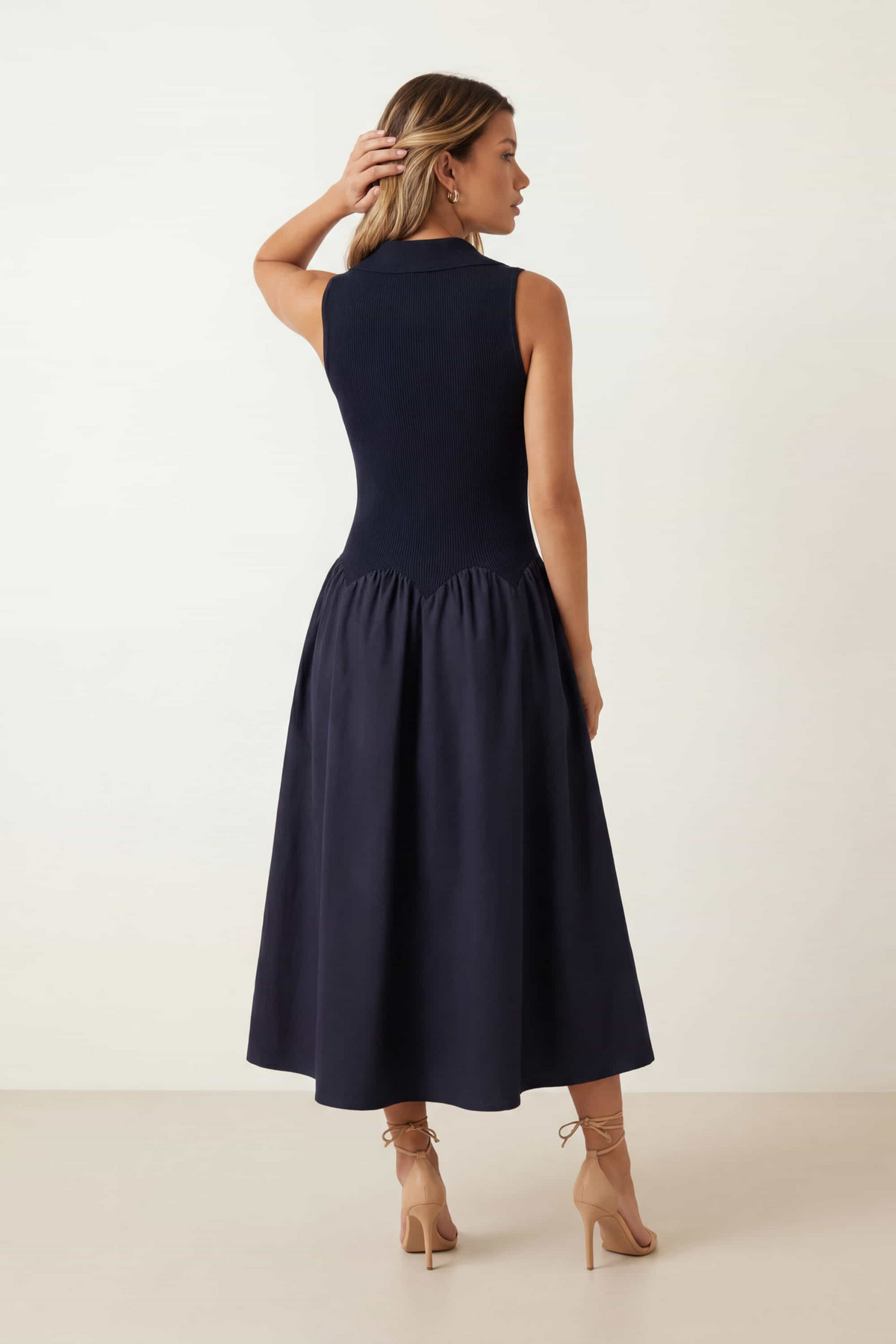 2 in 1 Navy Knit Compact Dress