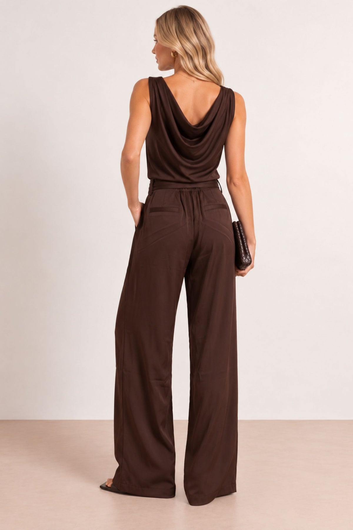 Brown Tie Front Trouser