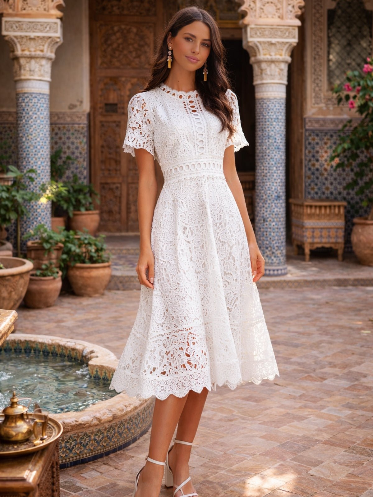 Broderie Lace Midi Dress - Style Cheat