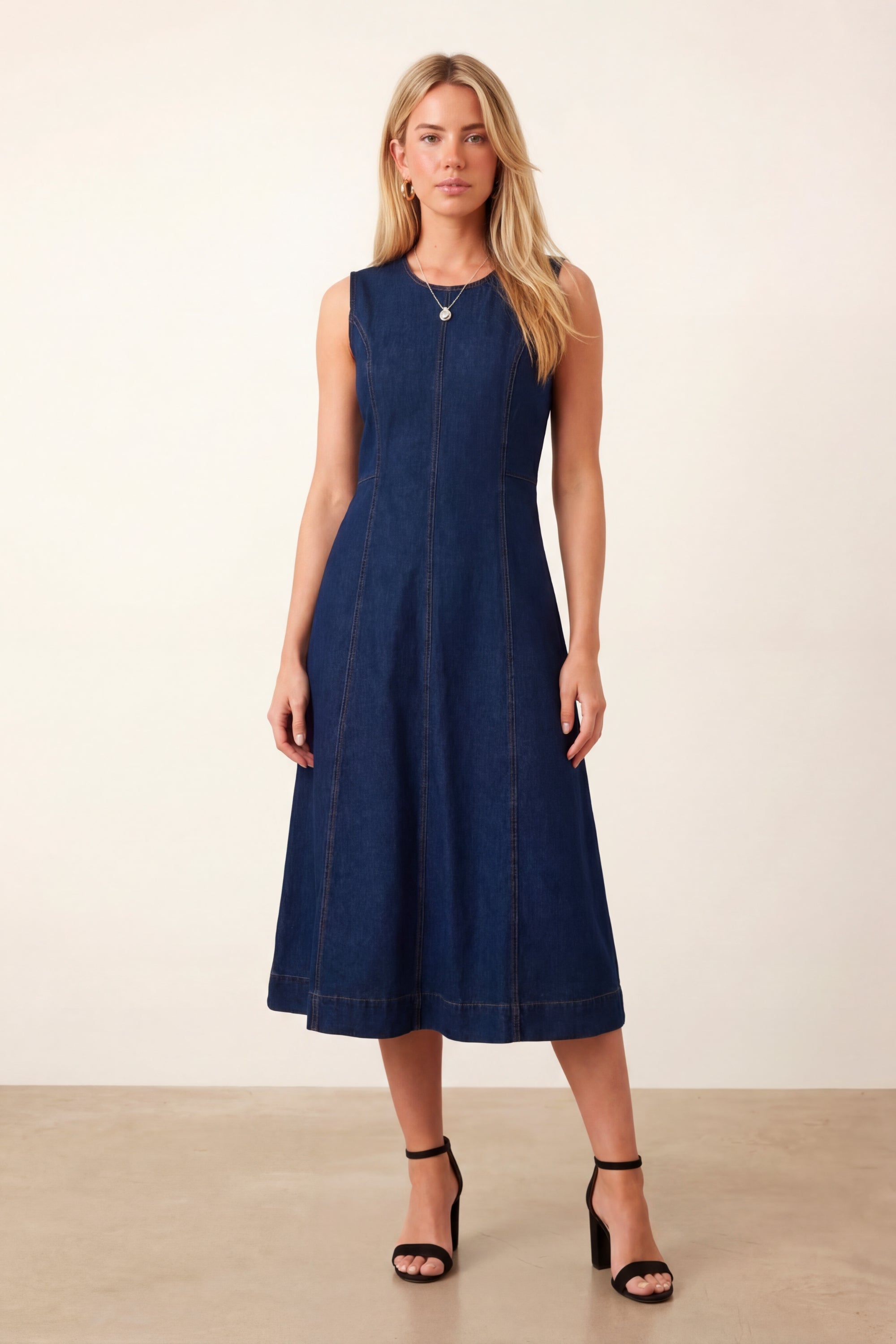 Blue Denim Midi Dress