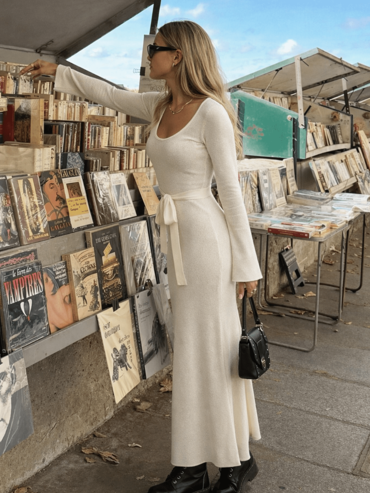 Haisley Sweetheart Knitted Midi Dress / Cream - Style Cheat