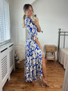 Floral Belted Shirt Dress | Daphne Dress in Cobalt & Cream Floral