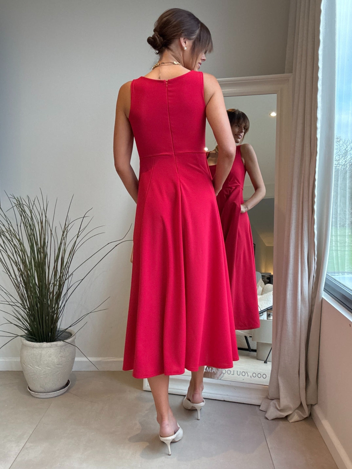 Fit & Flare Red Midi Dress