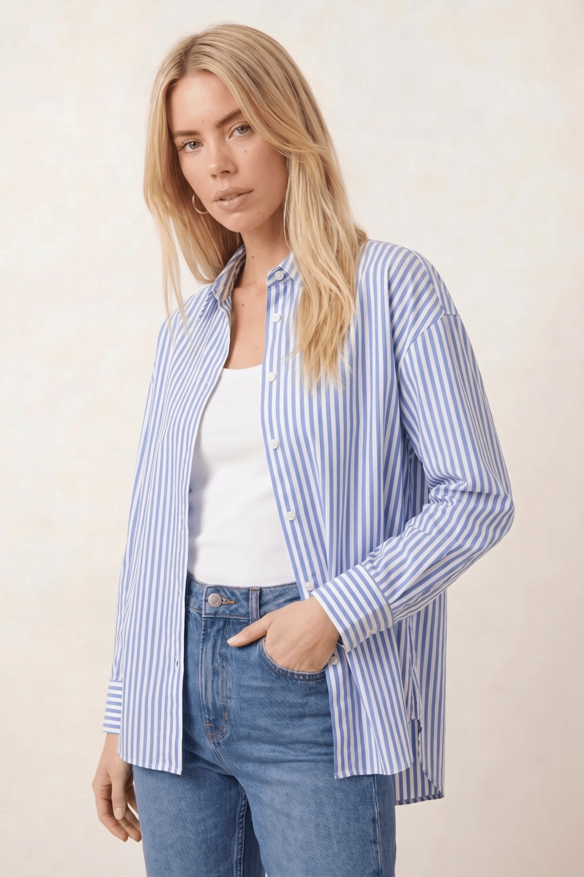 Blue and White Pinstripe Shirt - Style Cheat