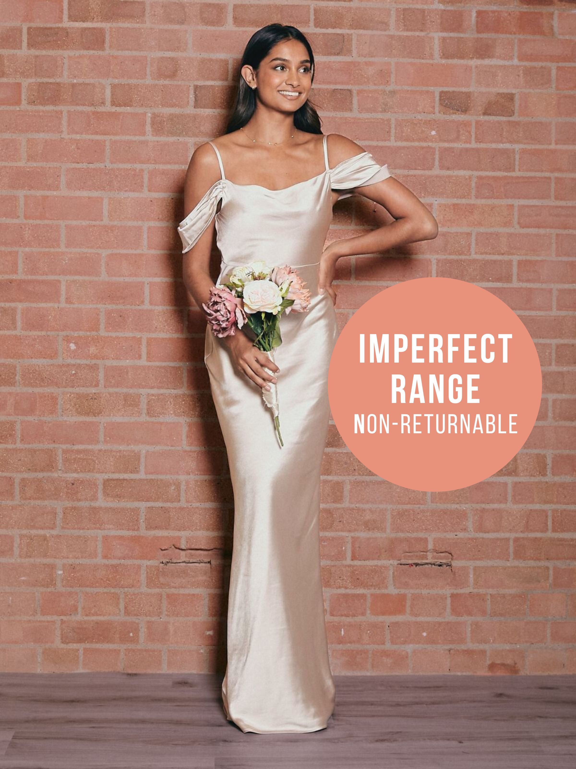 IMPERFECT Cowl Neck Maxi Satin Bridesmaid Dress / Champagne