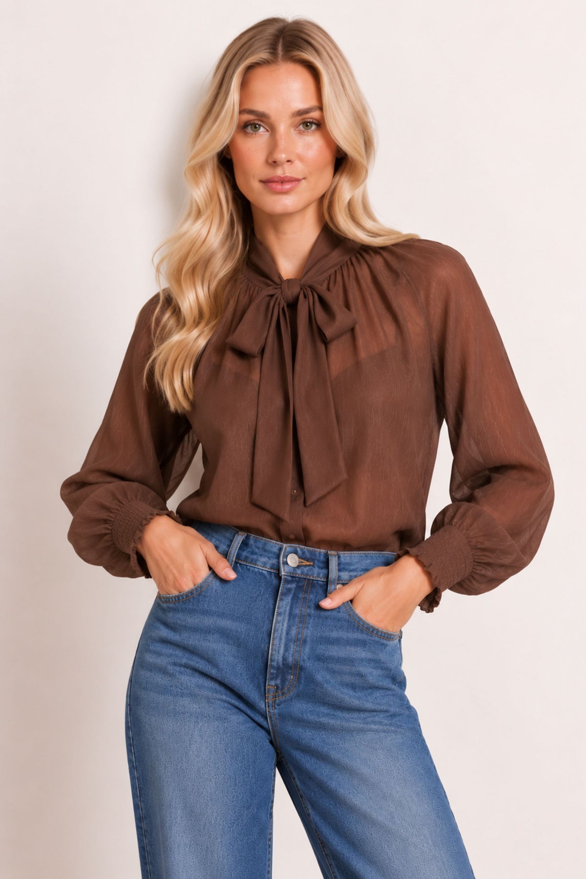 Brown Neck Tie Top