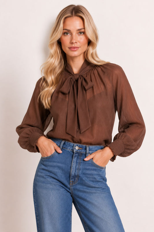 Brown Neck Tie Top