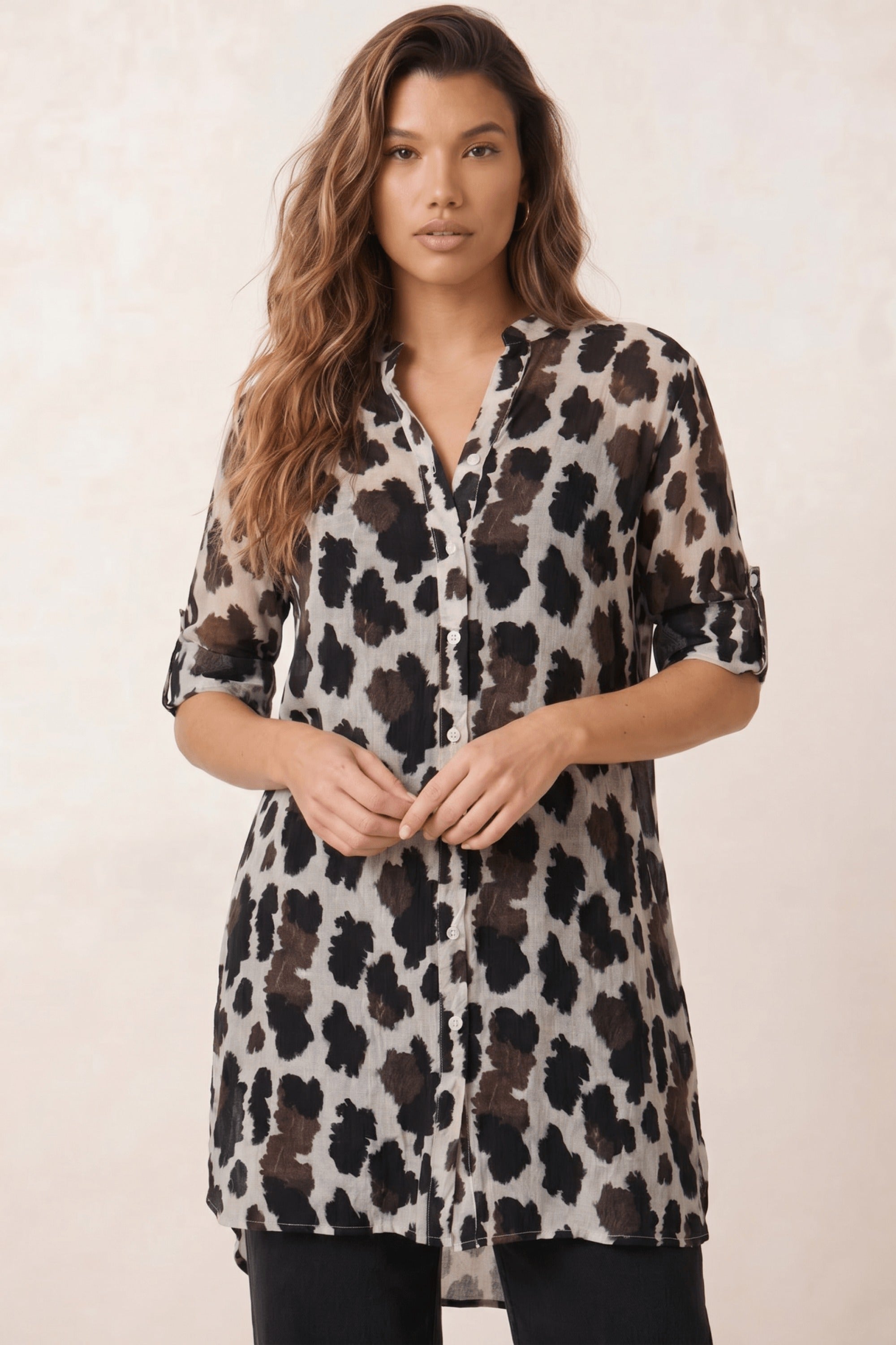 Brown Animal Longline Shirt - Style Cheat