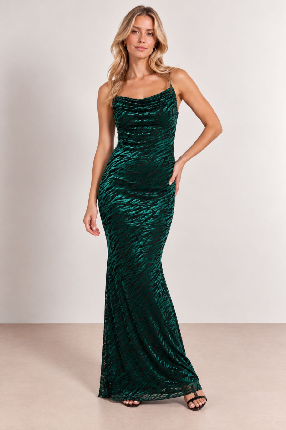Anastasia Slip Maxi Dress / Velvet Green Animal