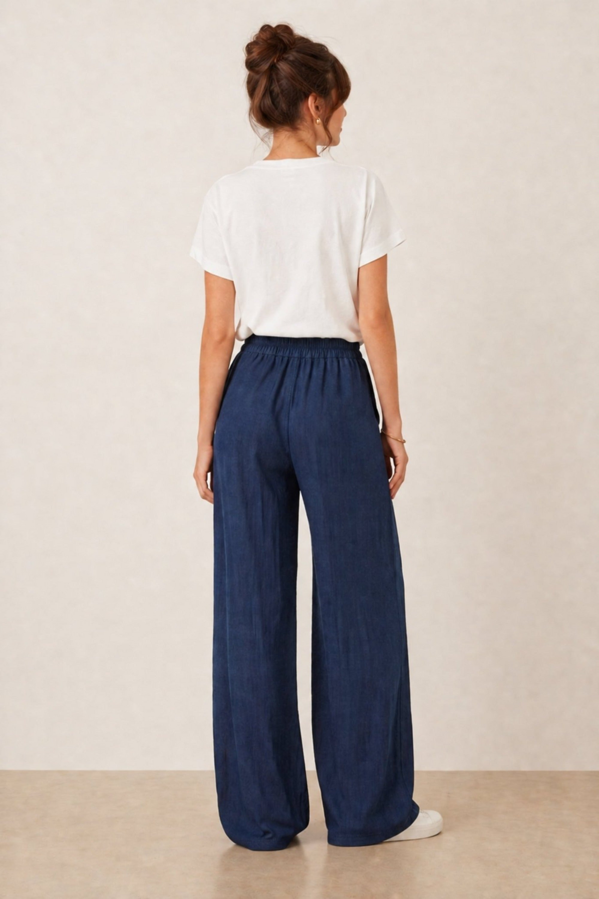Elasticated Tie Front Denim Trouser