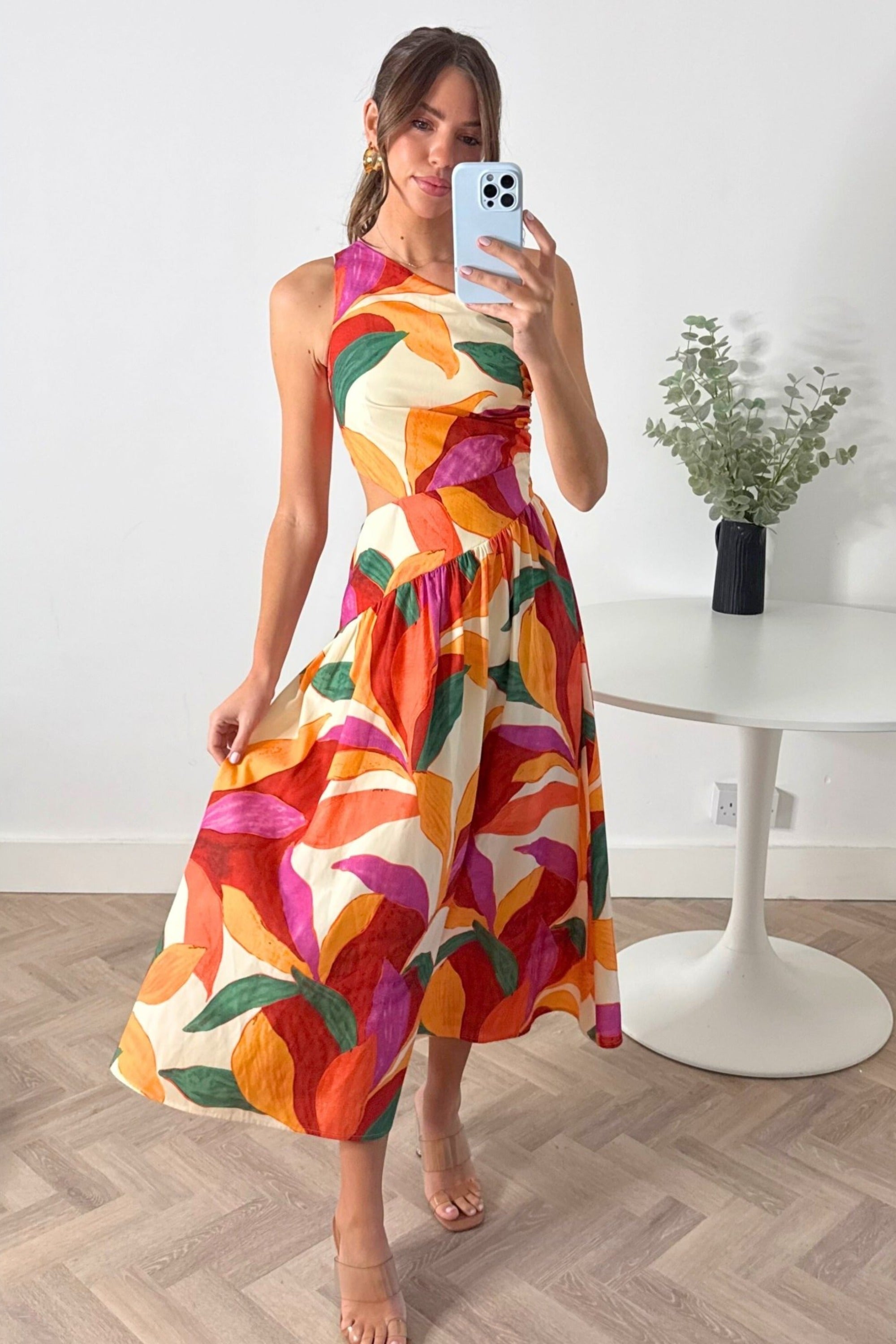 Jasmine Cut Out One Shoulder Dress in Multi - Style Cheat