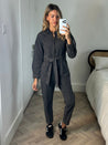 Black Denim Jumpsuit | Enya Jumpsuit in Washed Black