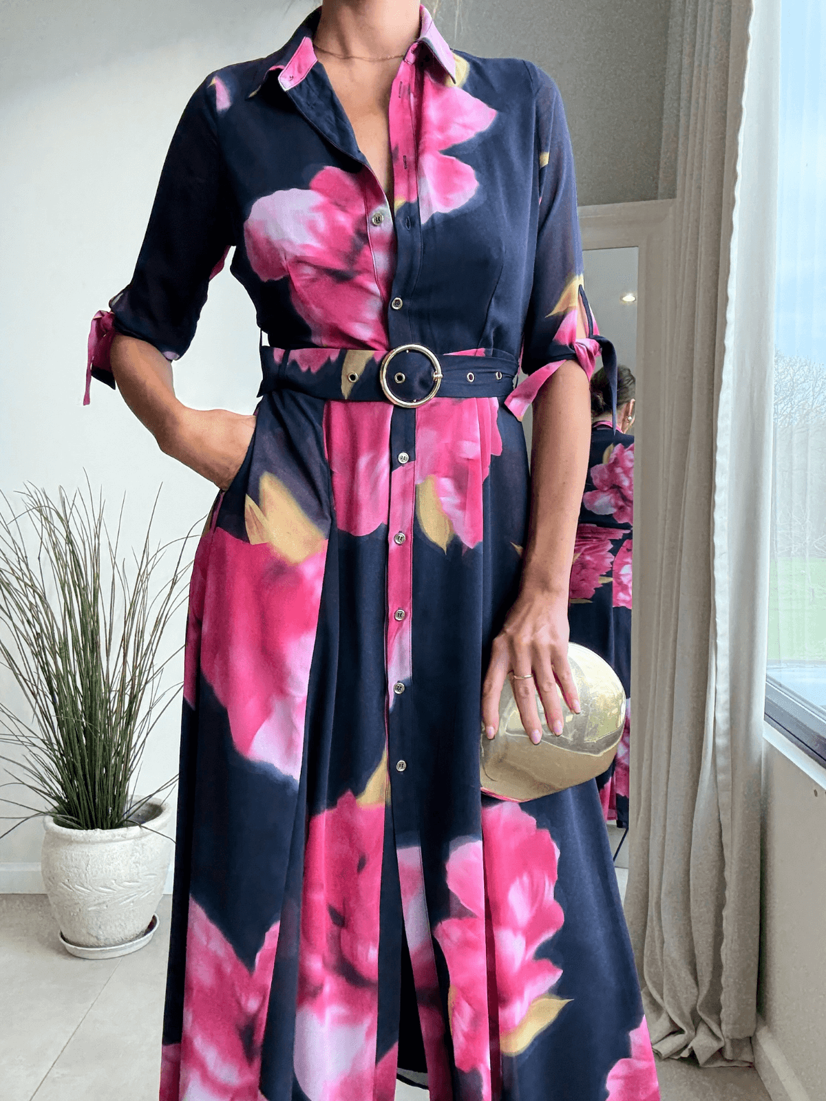 Daphne Belted Shirt Dress / Navy Floral - Style Cheat