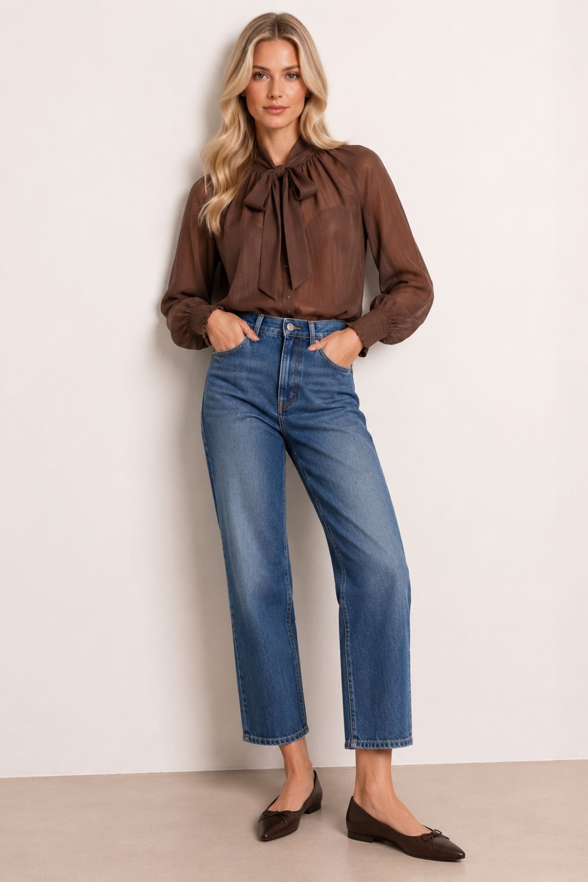 Brown Neck Tie Top