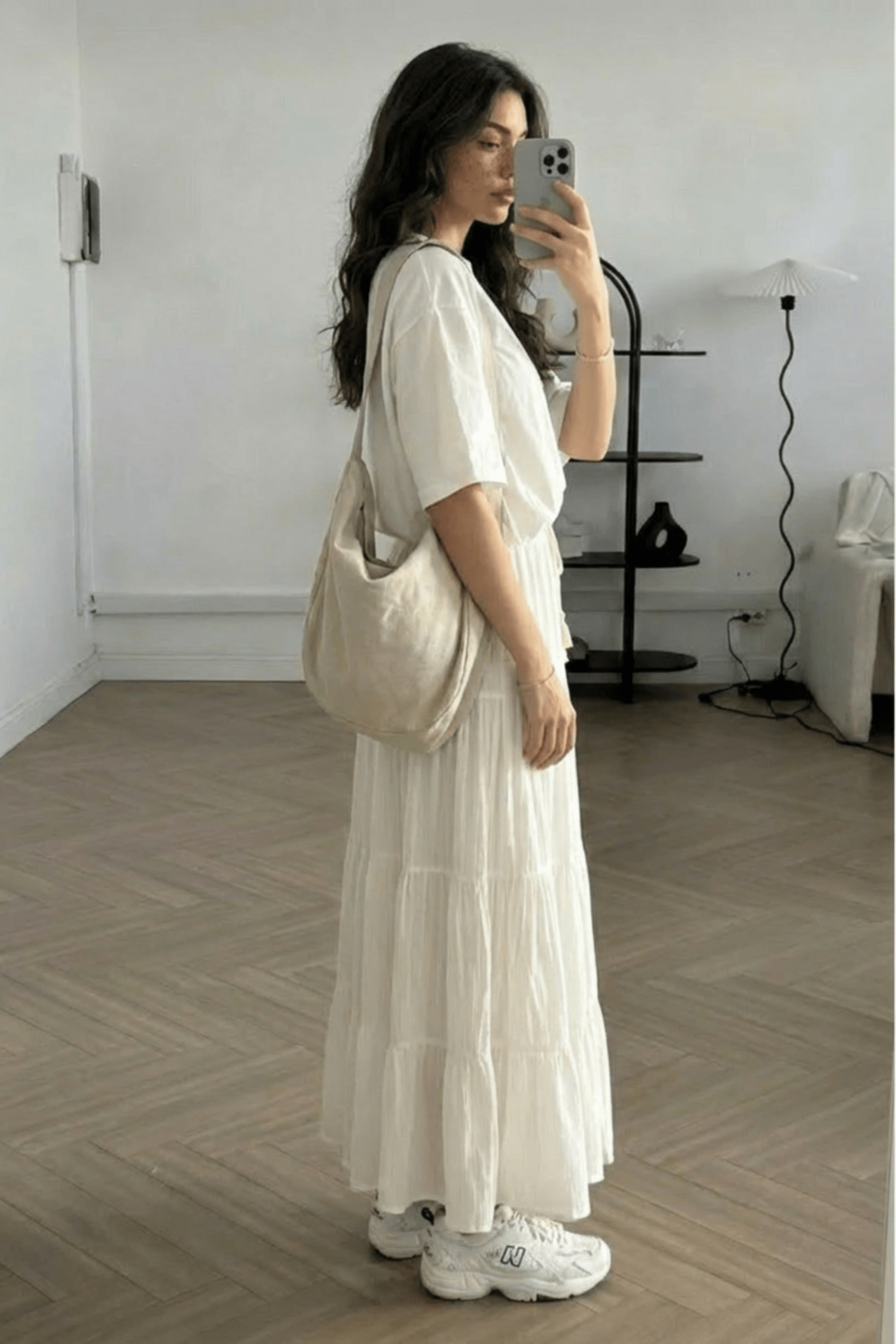 Tie Front Tiered Maxi Skirt in Cream - Style Cheat