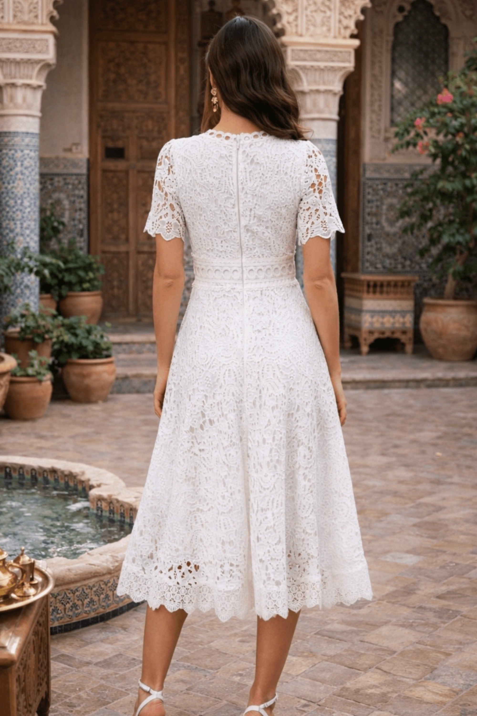 Broderie Lace Midi Dress - Style Cheat