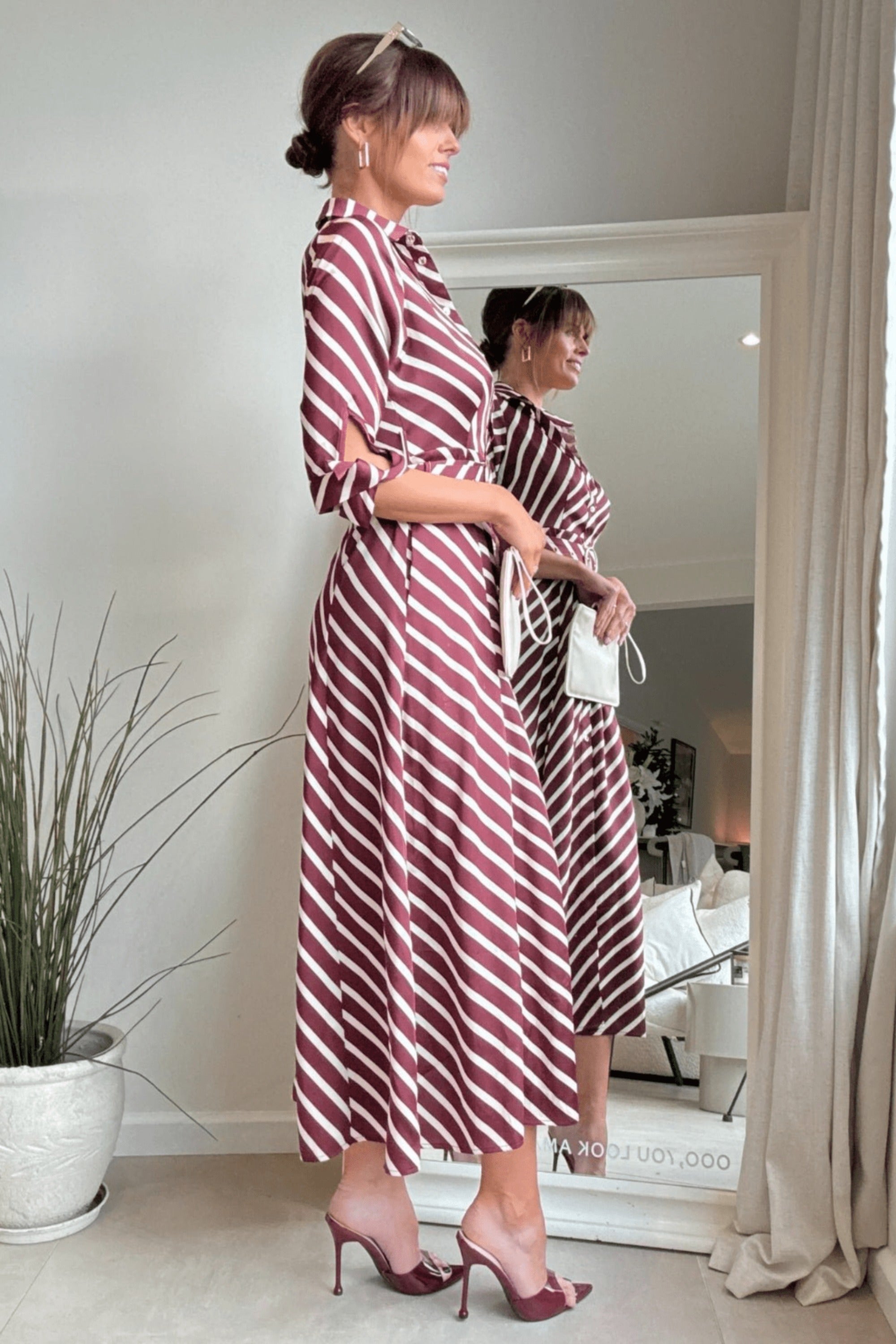 Daphne Belted Shirt Dress / Red Stripe - Style Cheat