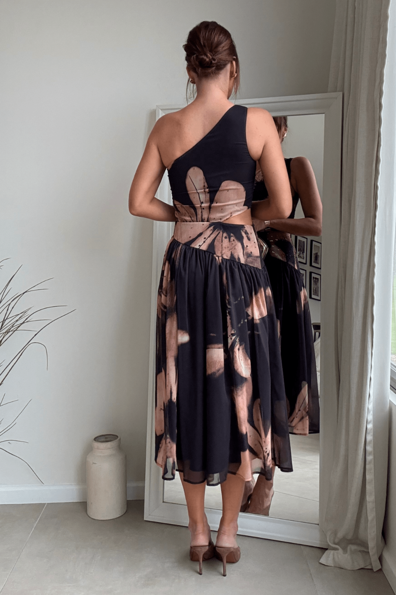 Jasmine Embellished Cut Out One Shoulder Dress - Style Cheat