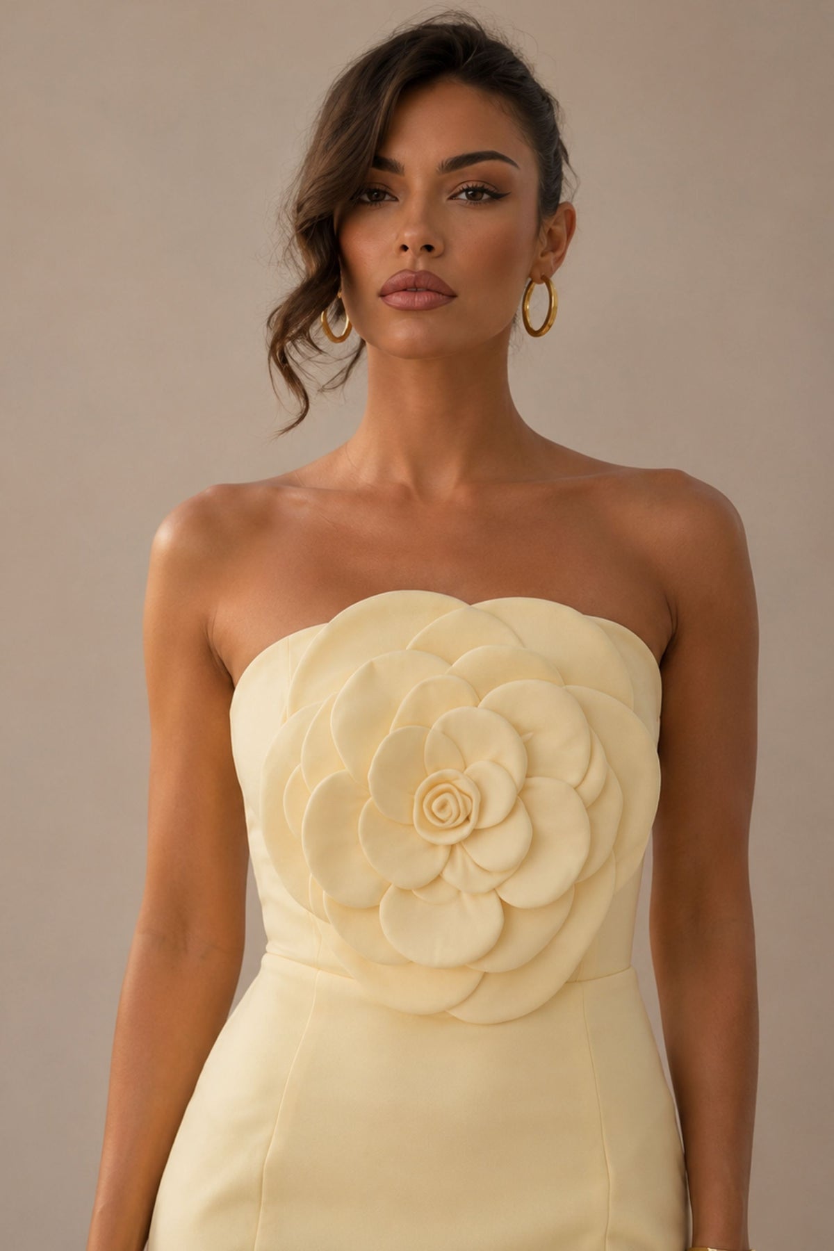 Corsage Mini Dress in yellow
