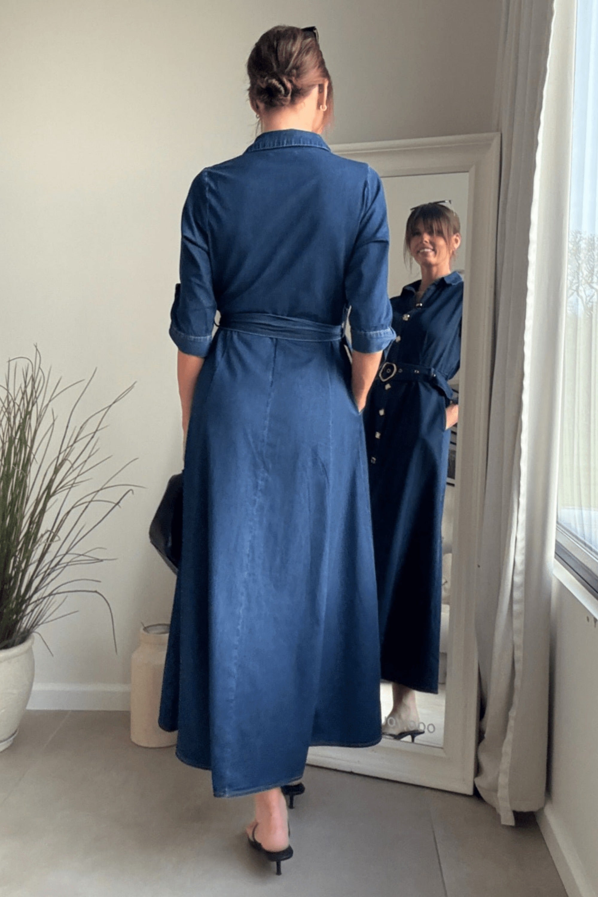 Daphne Belted Shirt Dress / Blue Denim - Style Cheat