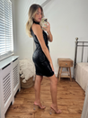 Black Sequin Wrap Dress | Addie Sequin Wrap Skirt Dress / Black
