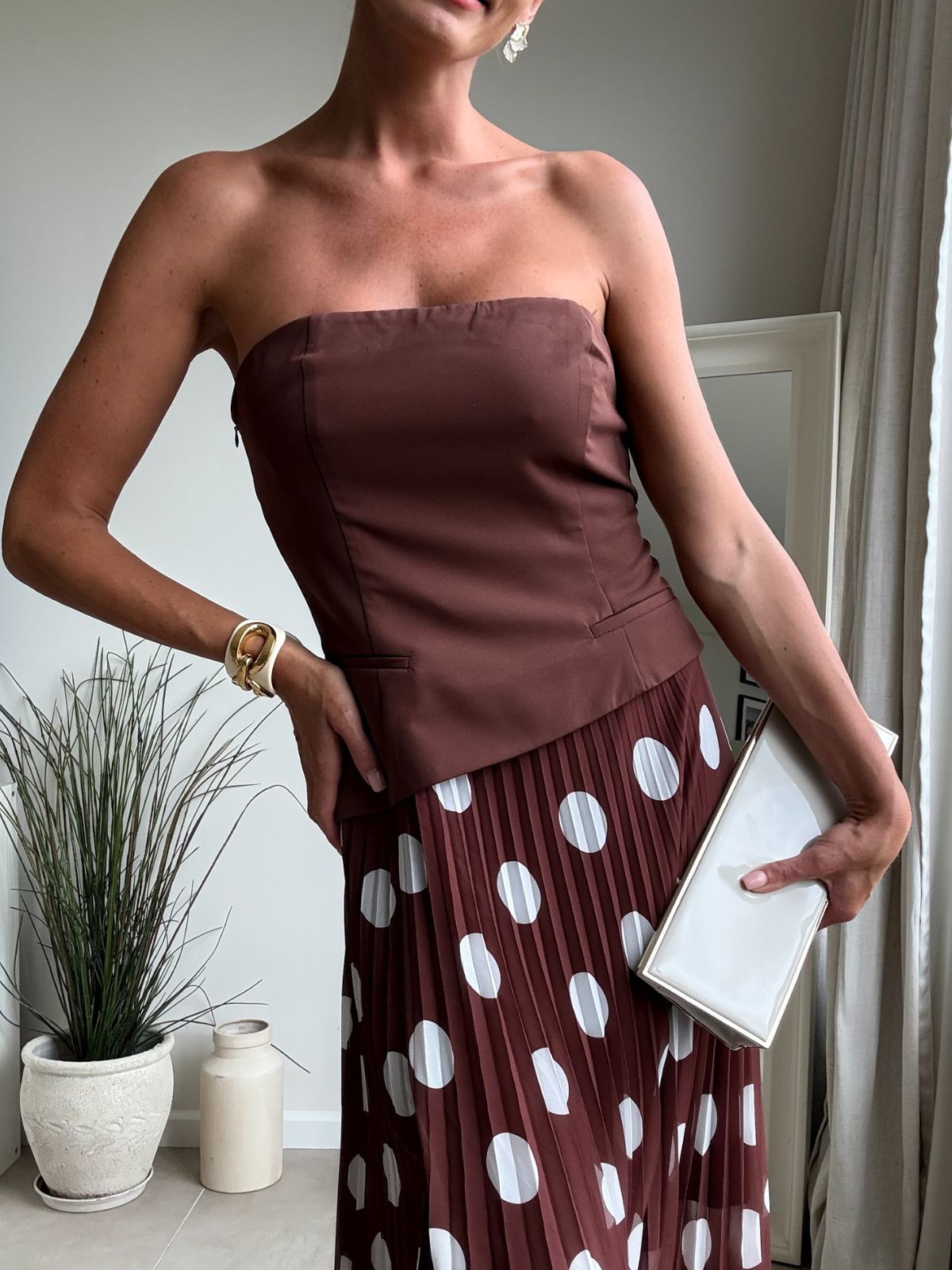 Madelaine Bandeau Dress in Brown spot