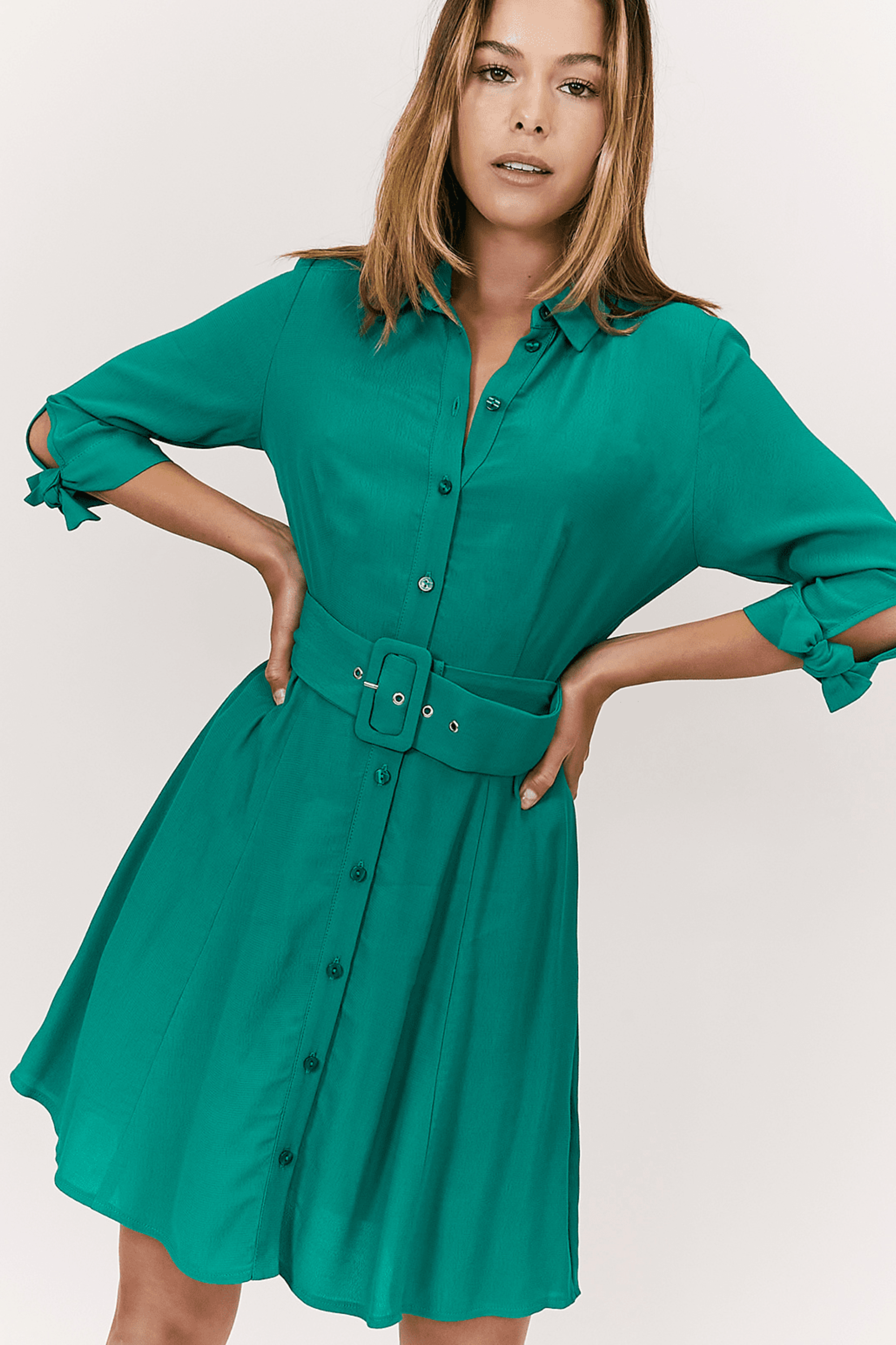 Green Shirt Mini Dress | Olivia Green Belted Mini Shirt Dress  Style Cheat