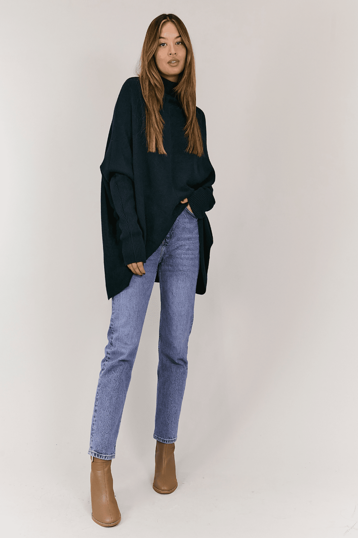 Hope Knitted High Neck Jumper / Navy