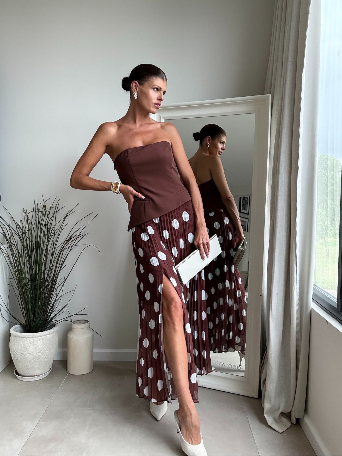 Madelaine Bandeau Dress in Brown spot