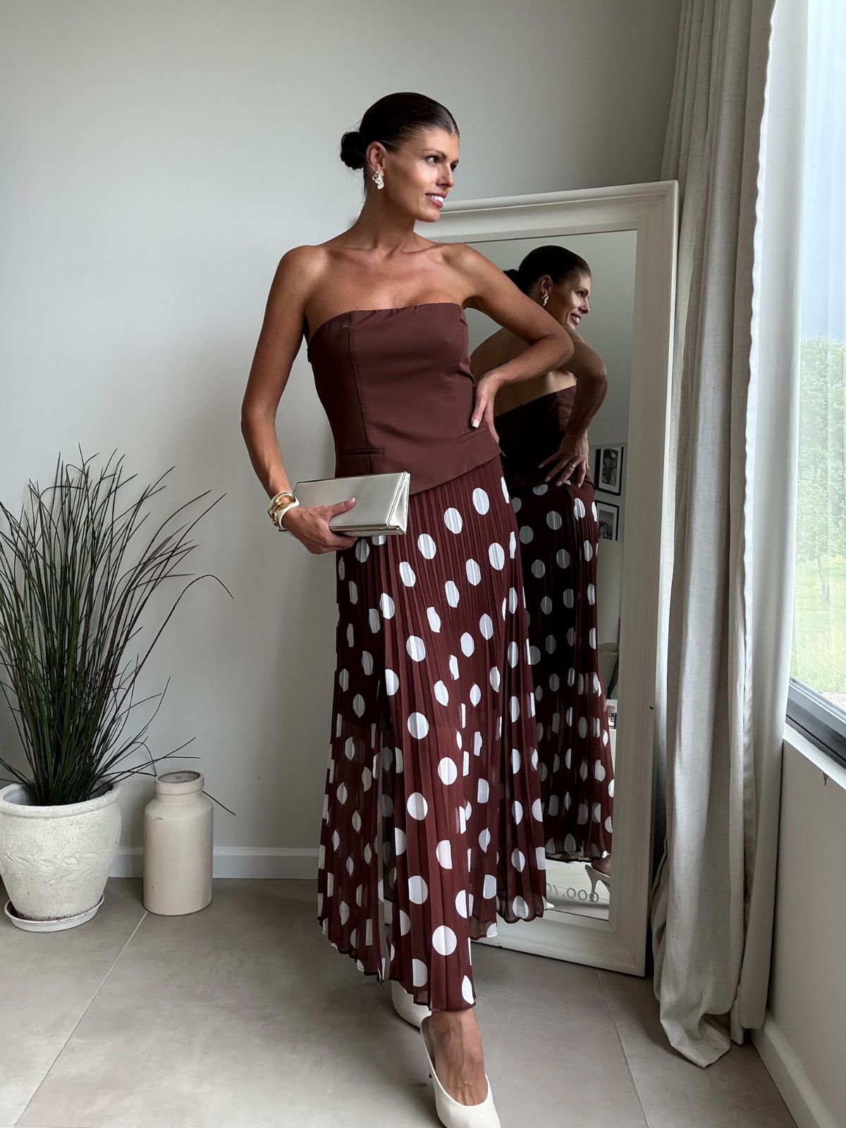 Madelaine Bandeau Dress in Brown spot