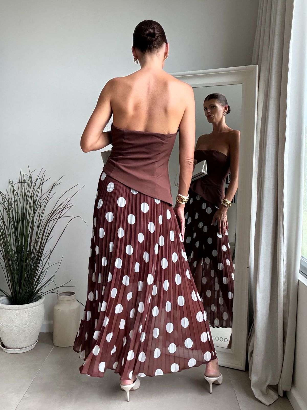 Madelaine Bandeau Dress in Brown spot