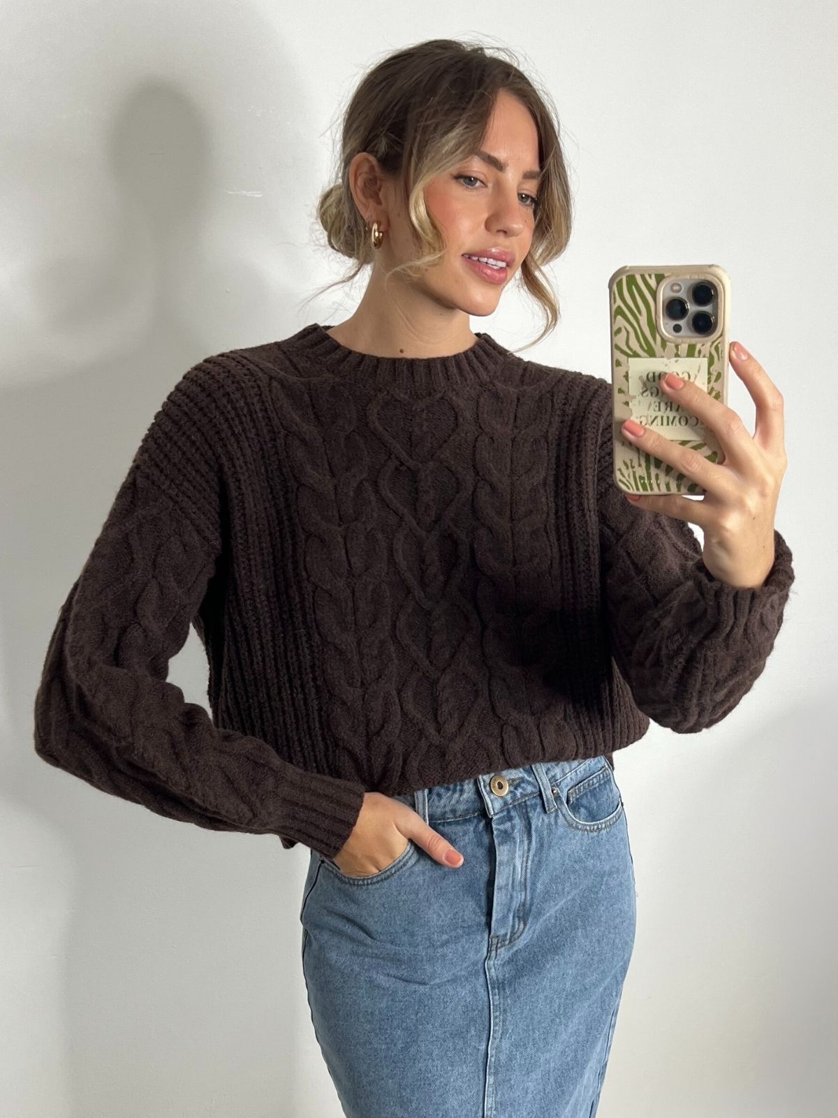 Juniper Chunky Cable Knit Jumper / Chocolate